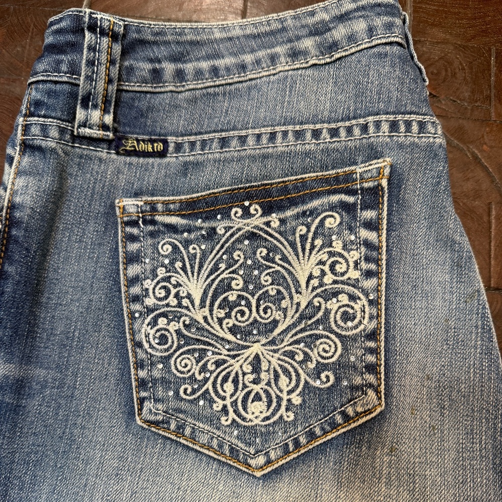 Adiktd Jeans, 5 Pocket, flare , EUC, 6, Brown Emblem